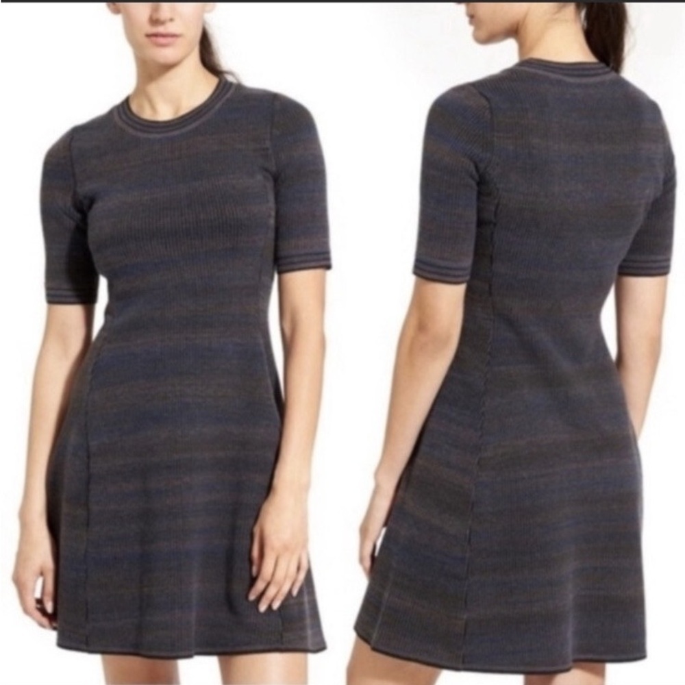 Athleta Charcoal Striped Knit Mini Dress